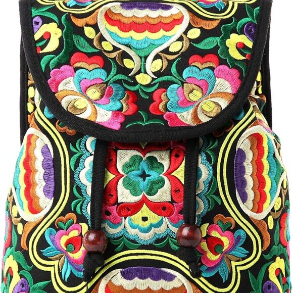Embroidered Women Backpack Ethnic Travel Bag Shoulder Purse Small Capacity main image 8